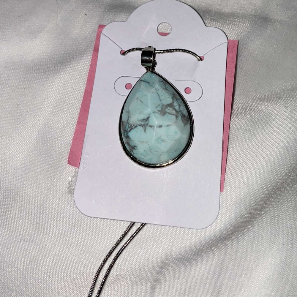 Baby blue marbled necklace
